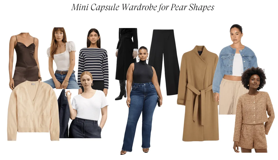 Pear shape capsule wardrobe 2025 with 11 clothing essentials