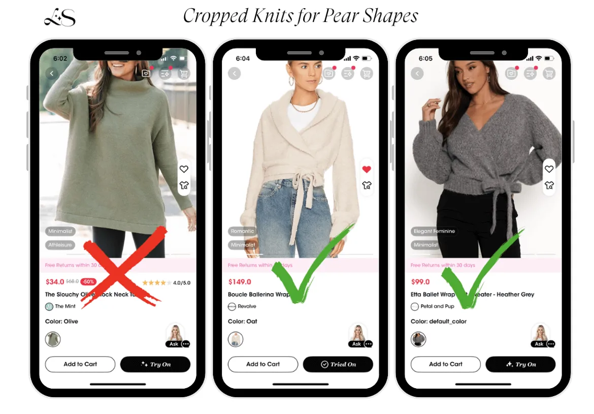 Best cropped knits for pear body shape