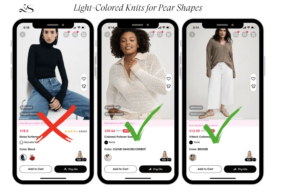 Best light-colored knits for pear body shape