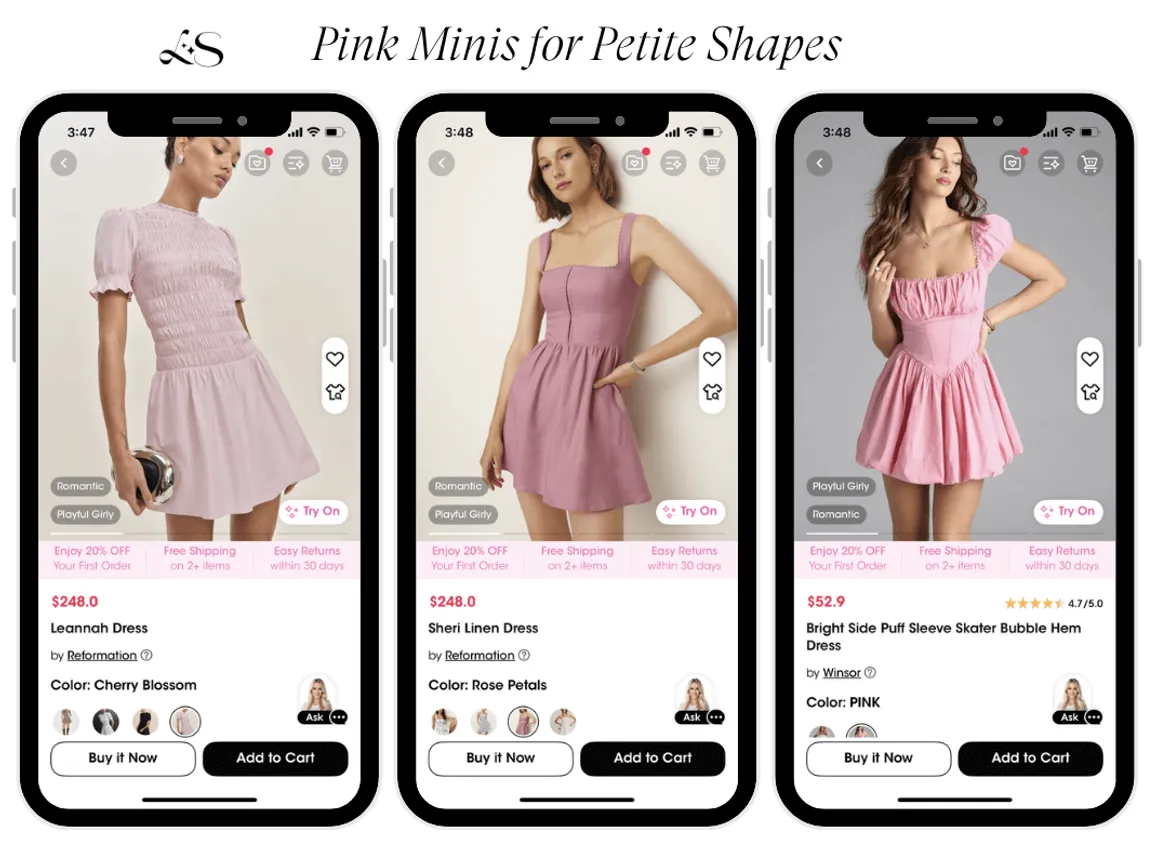 Mini pink dresses for petite women