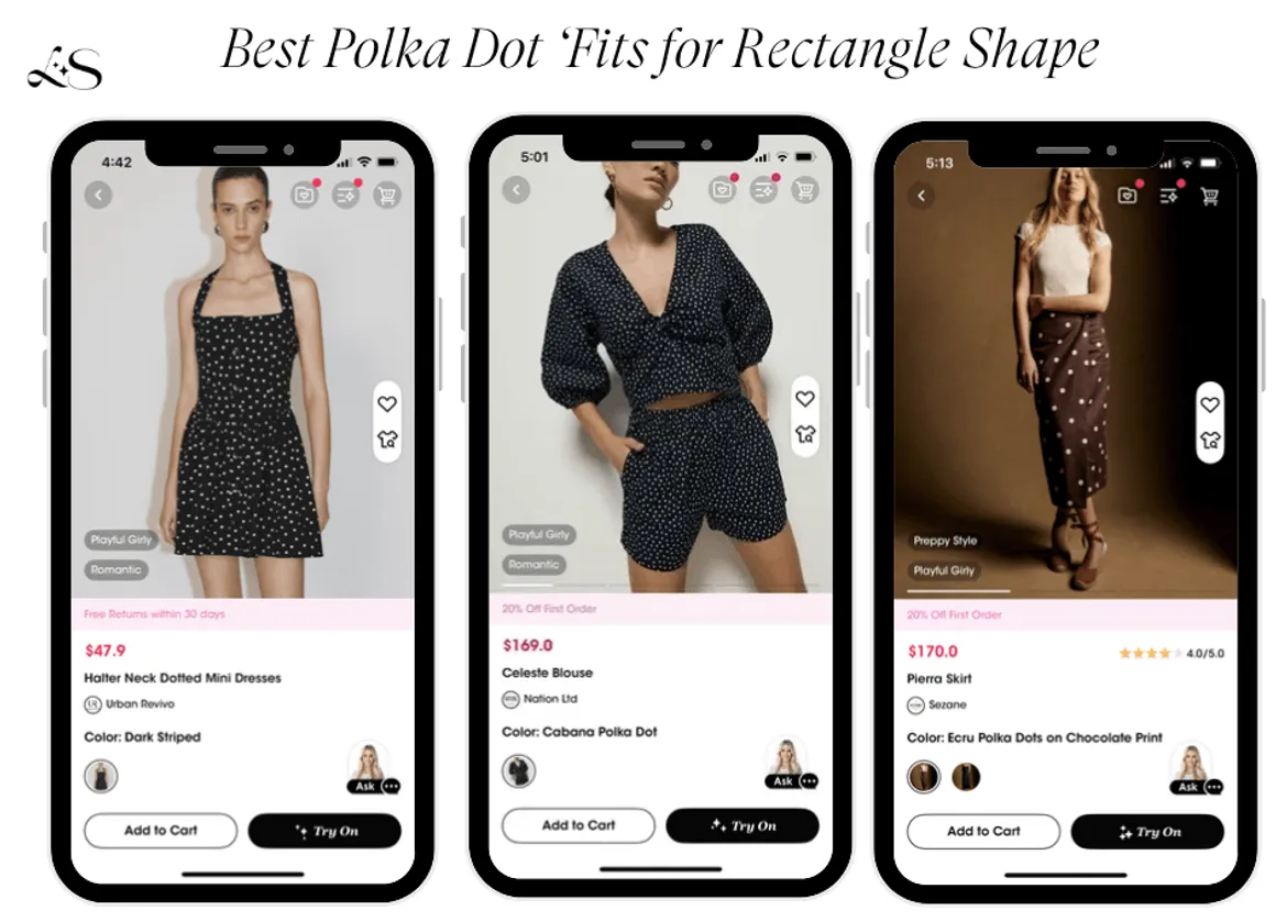 Polka dot clothing for rectangle body type