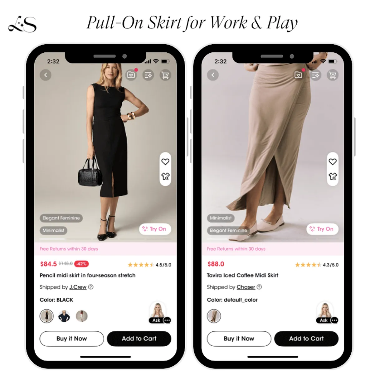 Pull-on skirts for versatile wear