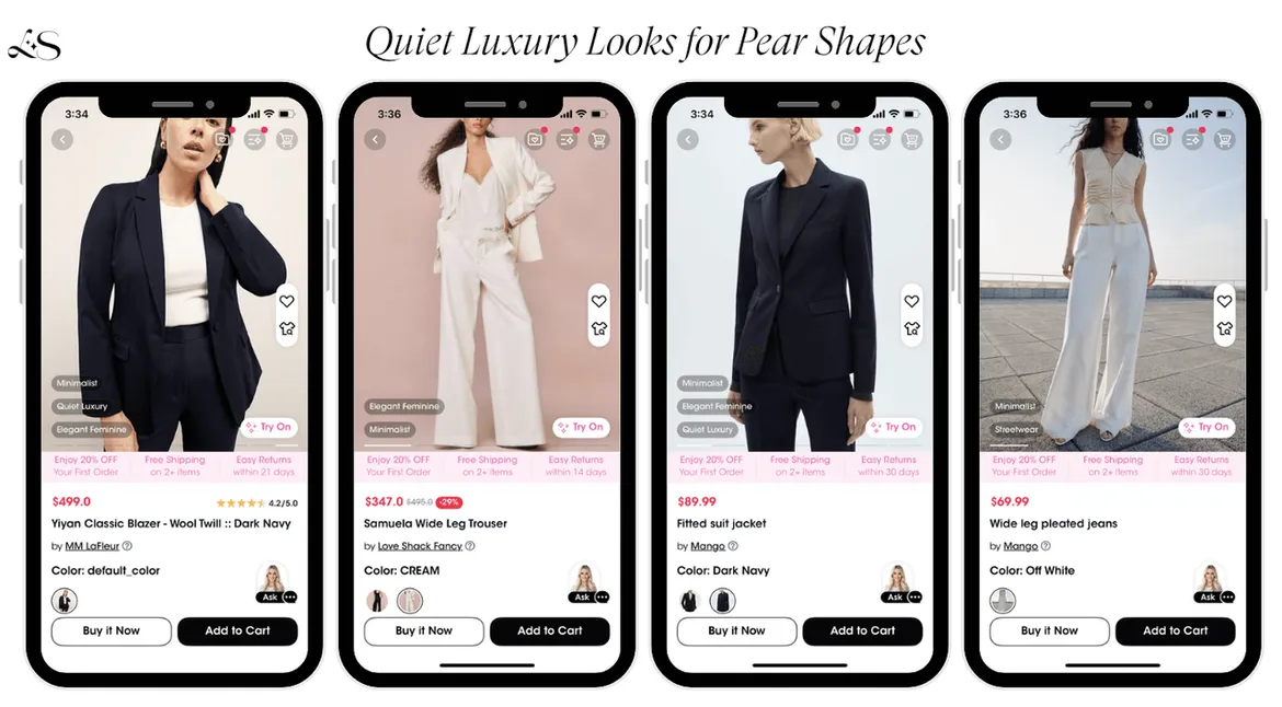 Quiet luxury outfits for pear body shape 2025