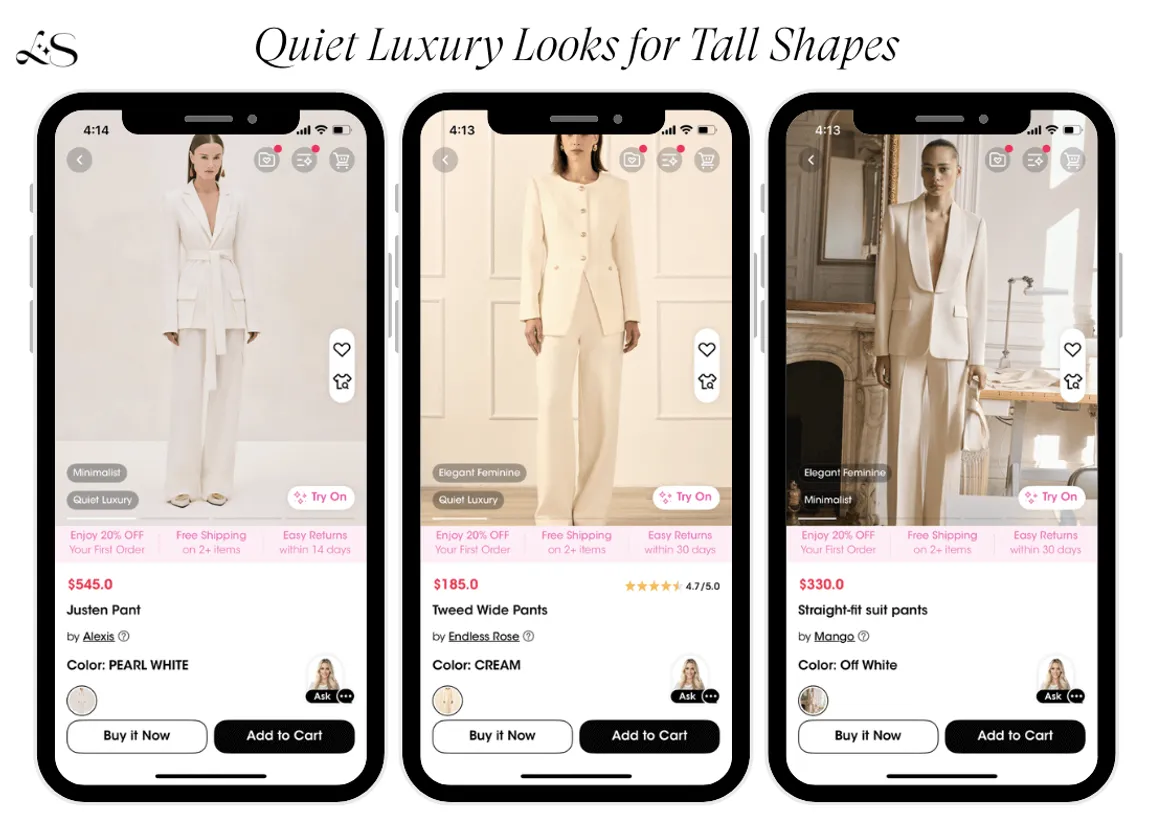 Quiet luxury suits for tall body shape 2025