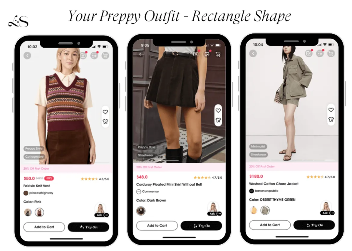 Preppy outfit ideas for rectangle body type