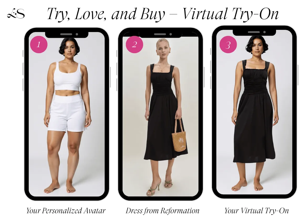 Black Reformation midi dress virtual try-on