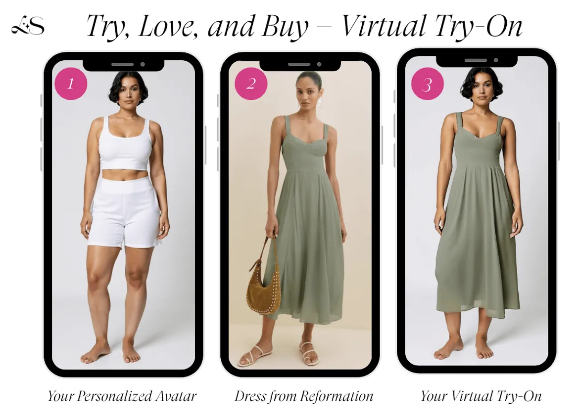 Light green Reformation midi dress virtual try-on