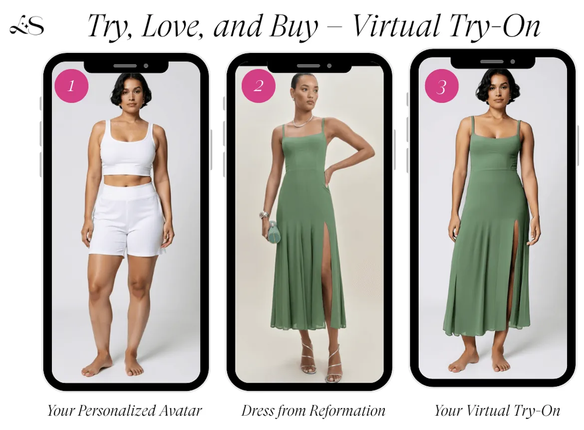 Green Reformation slit midi dress virtual try-on