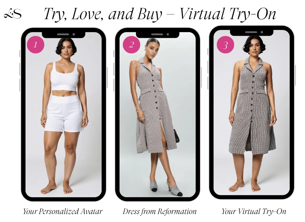 Plaid button-down Reformation midi dress virtual try-on