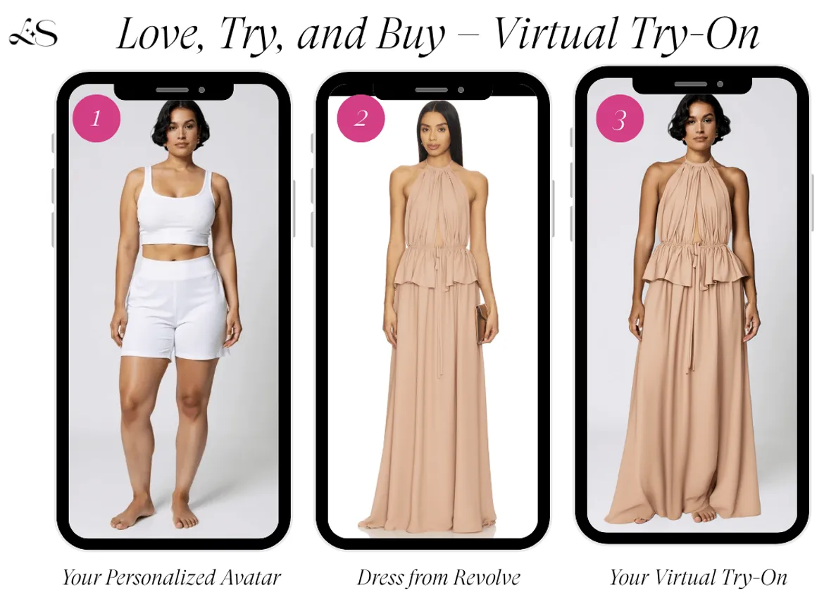 Beige halter neck Revolve maxi dress virtual try-on
