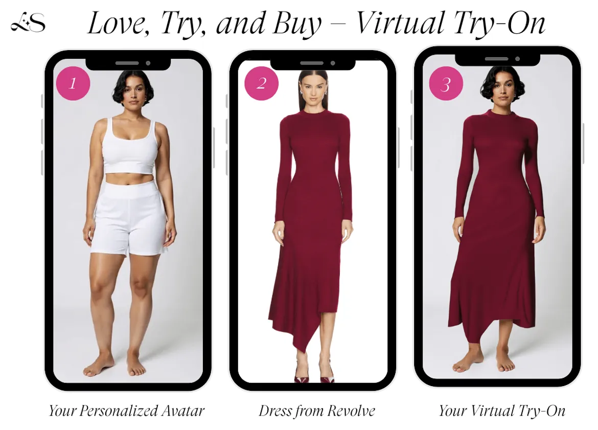 Red long sleeve Revolve midi dress virtual try-on