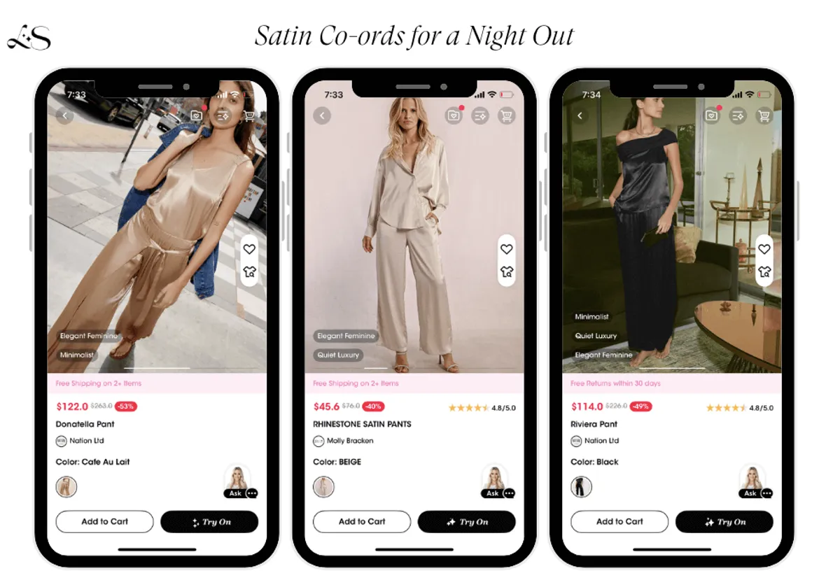 Satin co-ords outfit for night out