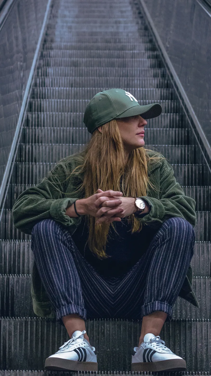 Adidas trainers paired with a casual chic outfit