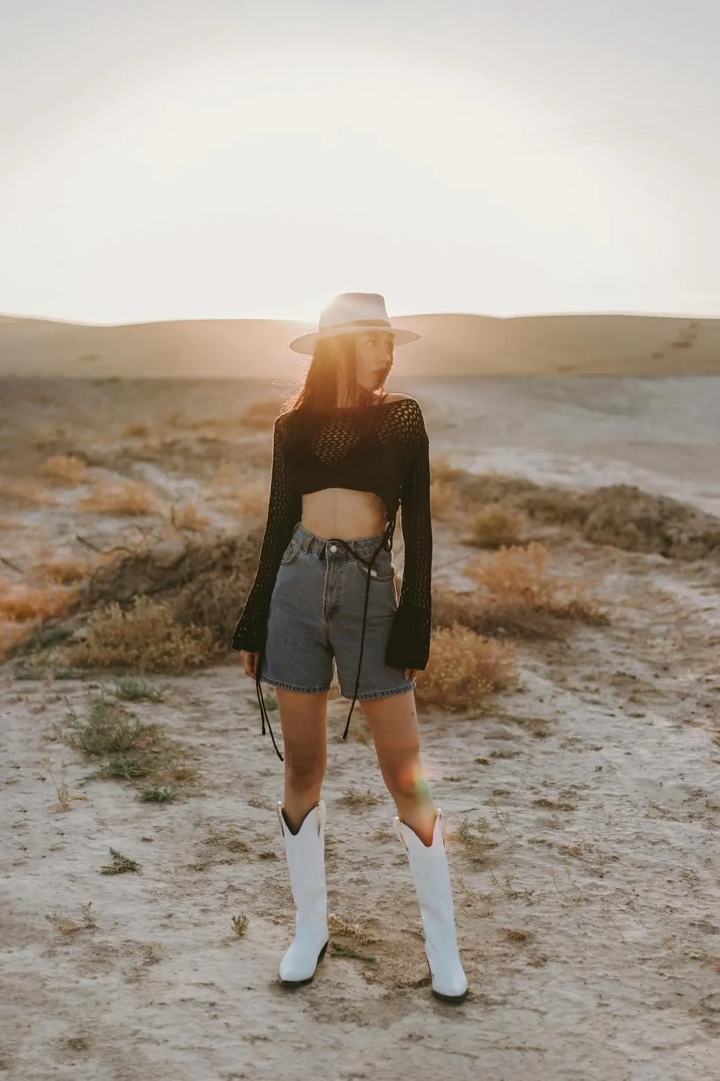 Crochet skirt paired with a mini crop top for spring break fun