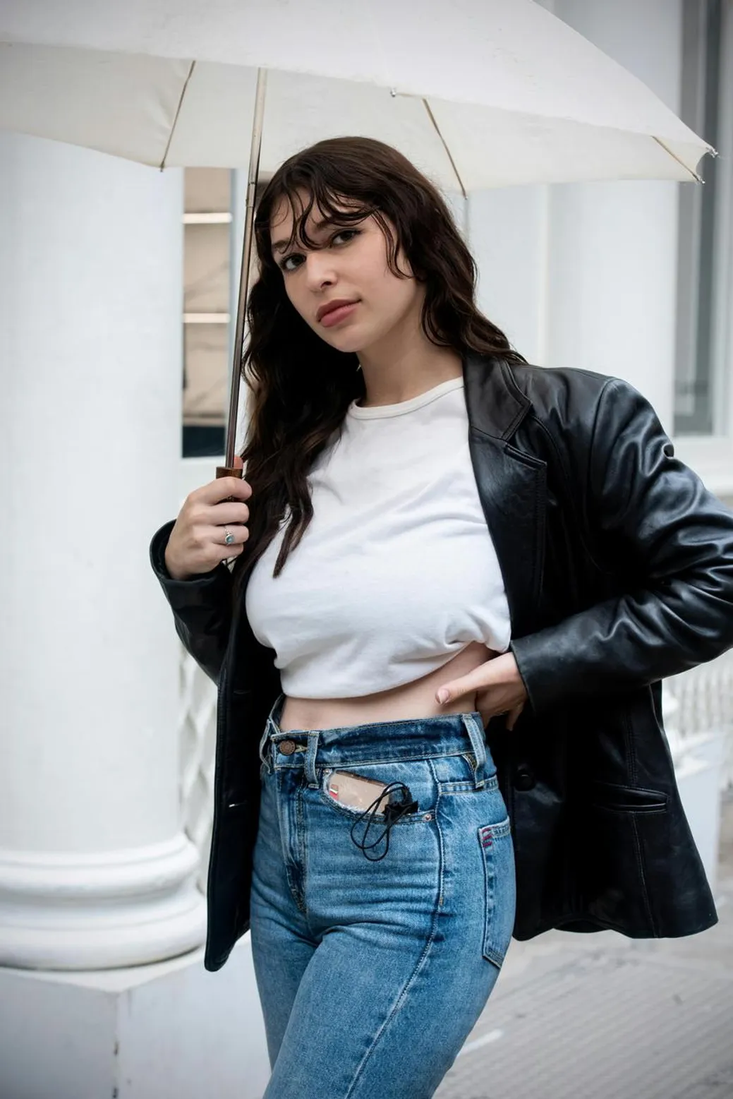 Faux fur coat swapped for a practical puffer jacket