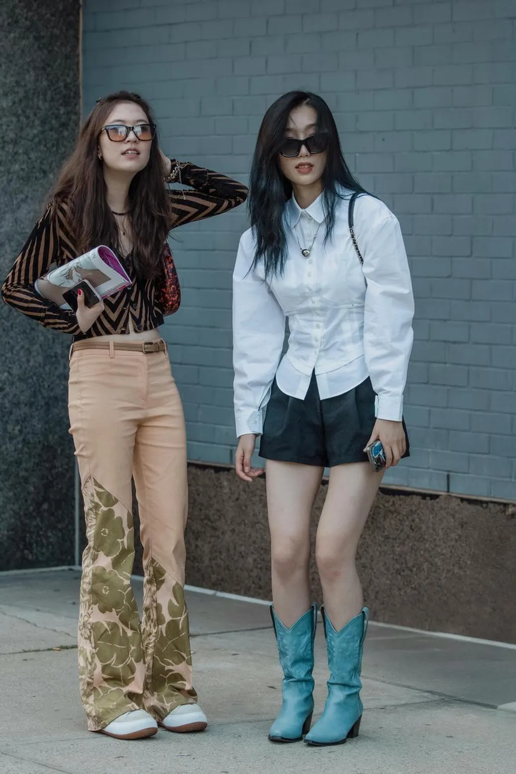 Y3K metallic fashion with silver pants and edgy shapes