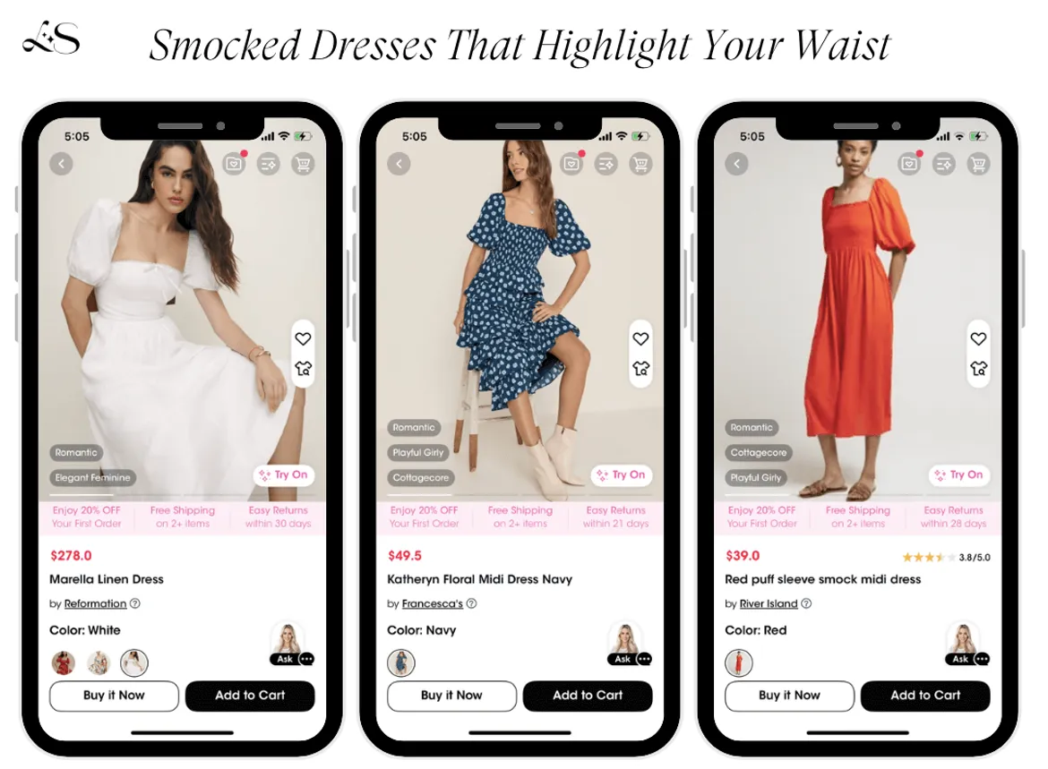 Smocked Dresses to Define Waist on Hourglass Figures