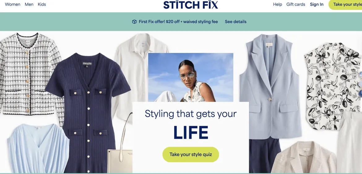 Stitch Fix homepage screenshot