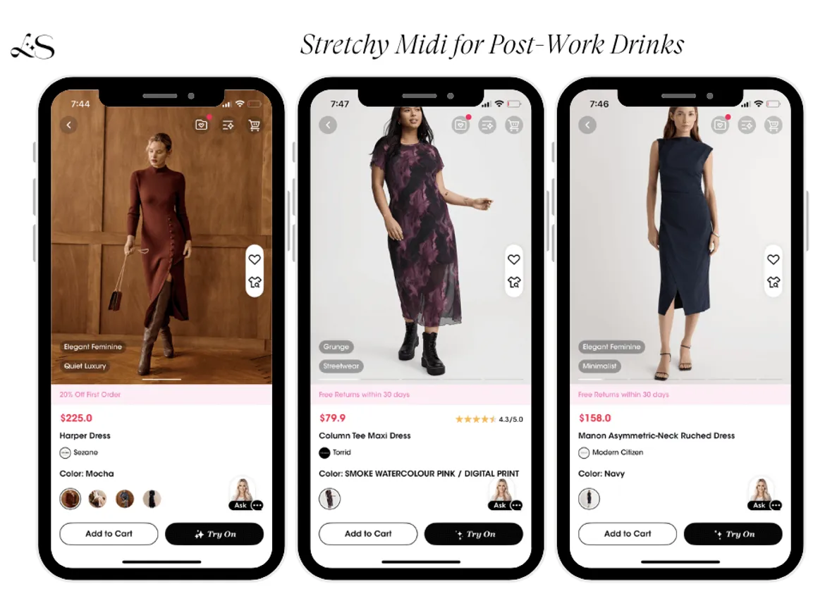 Stretchy midi dresses post work drinks