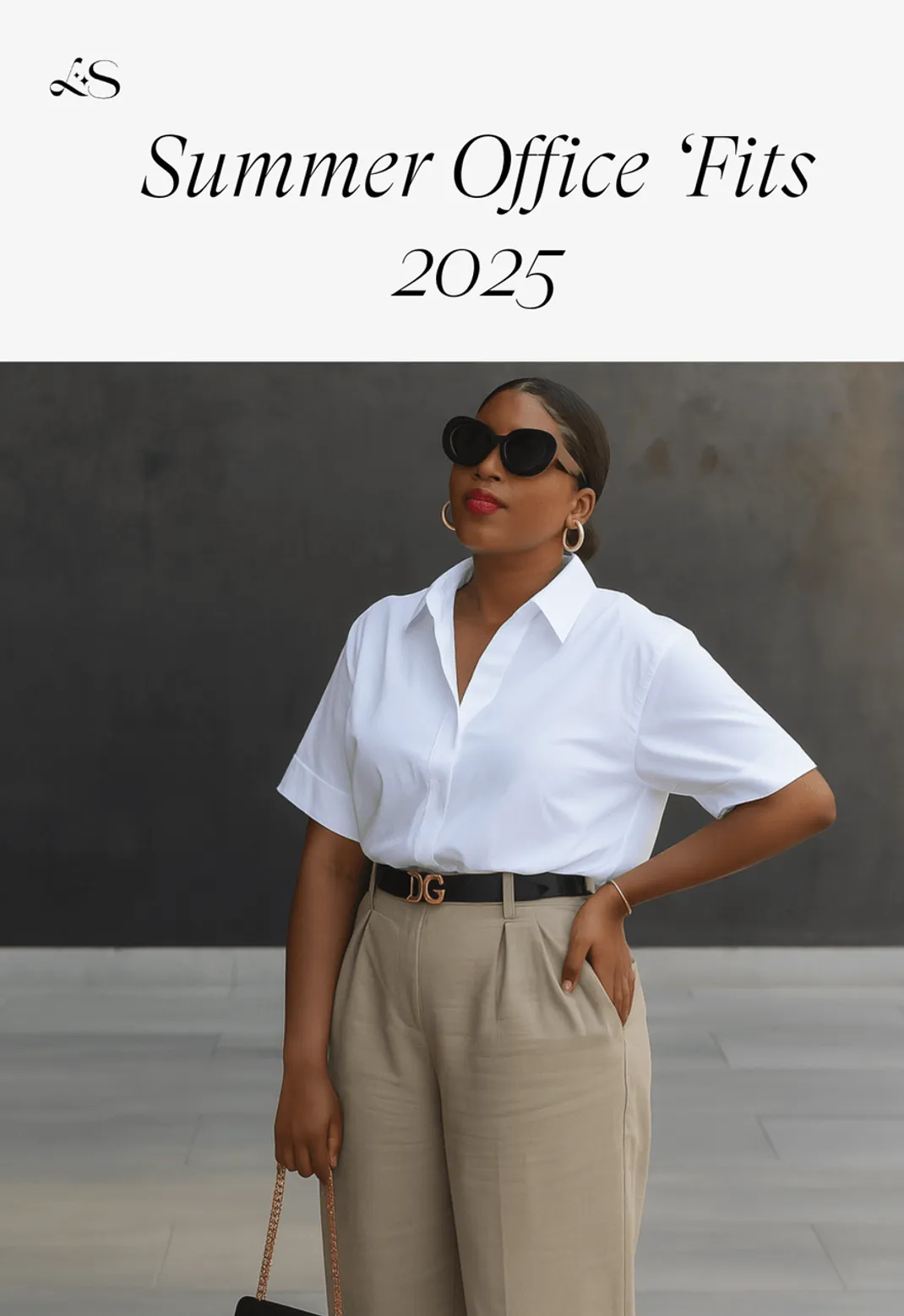 Woman in chic summer office outfit 2025
