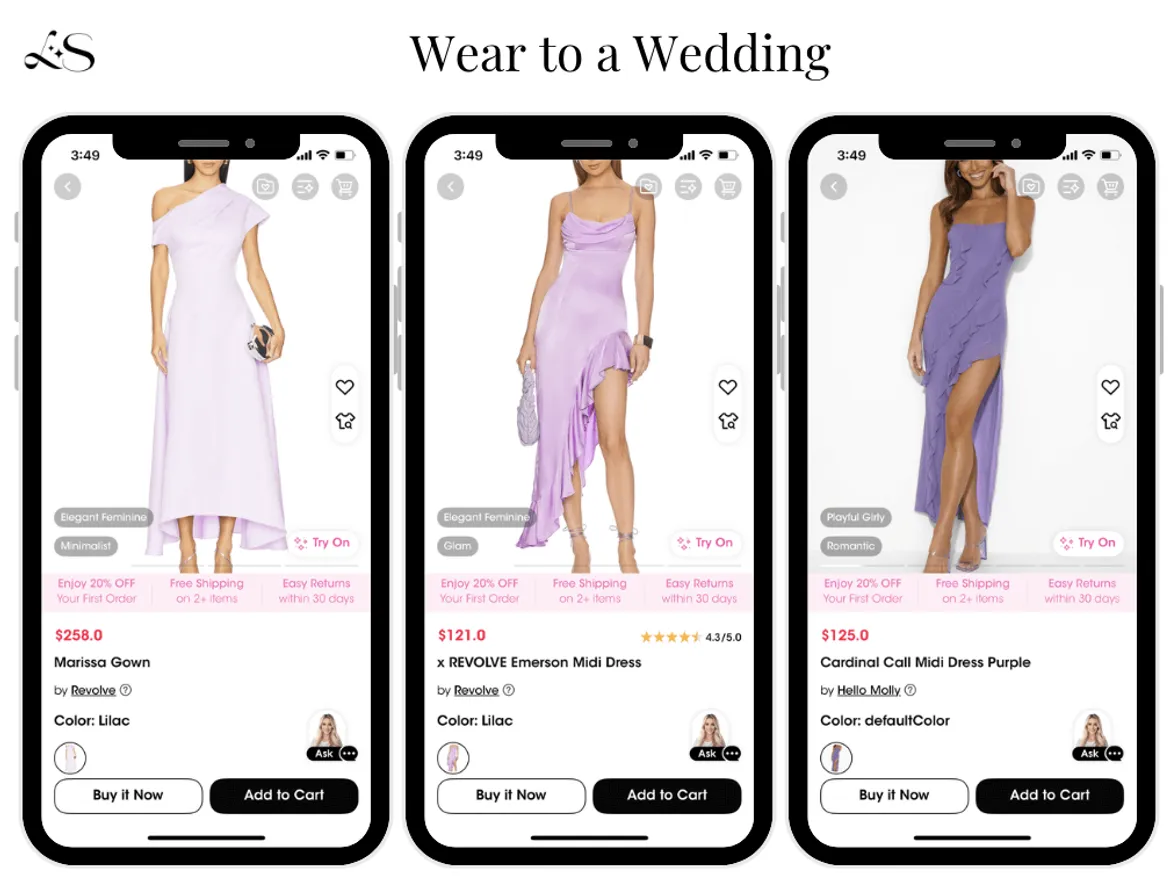 Lilac wedding guest dresses for summer