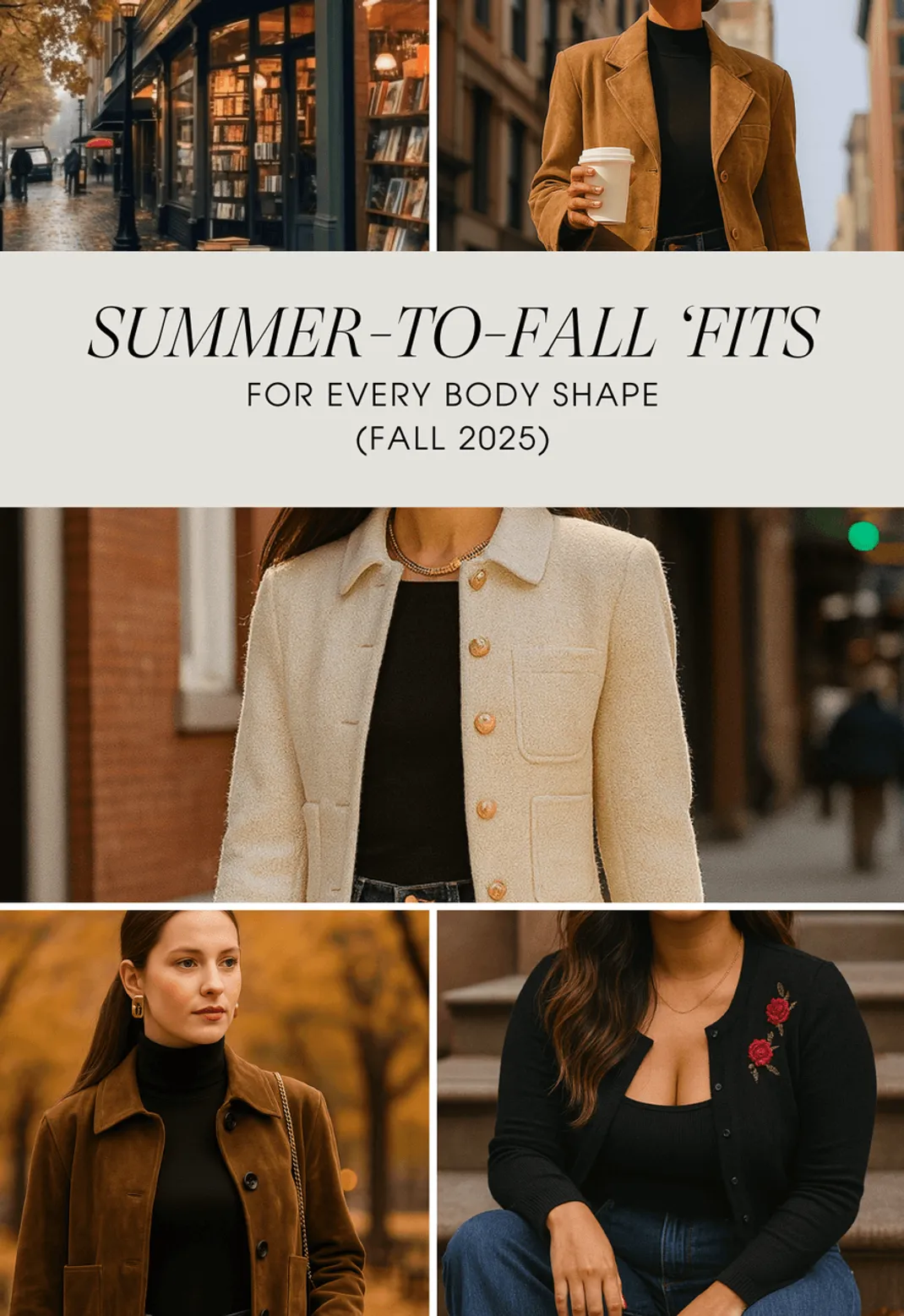 Fall 2025 outfit ideas for every body shape with jackets and knits