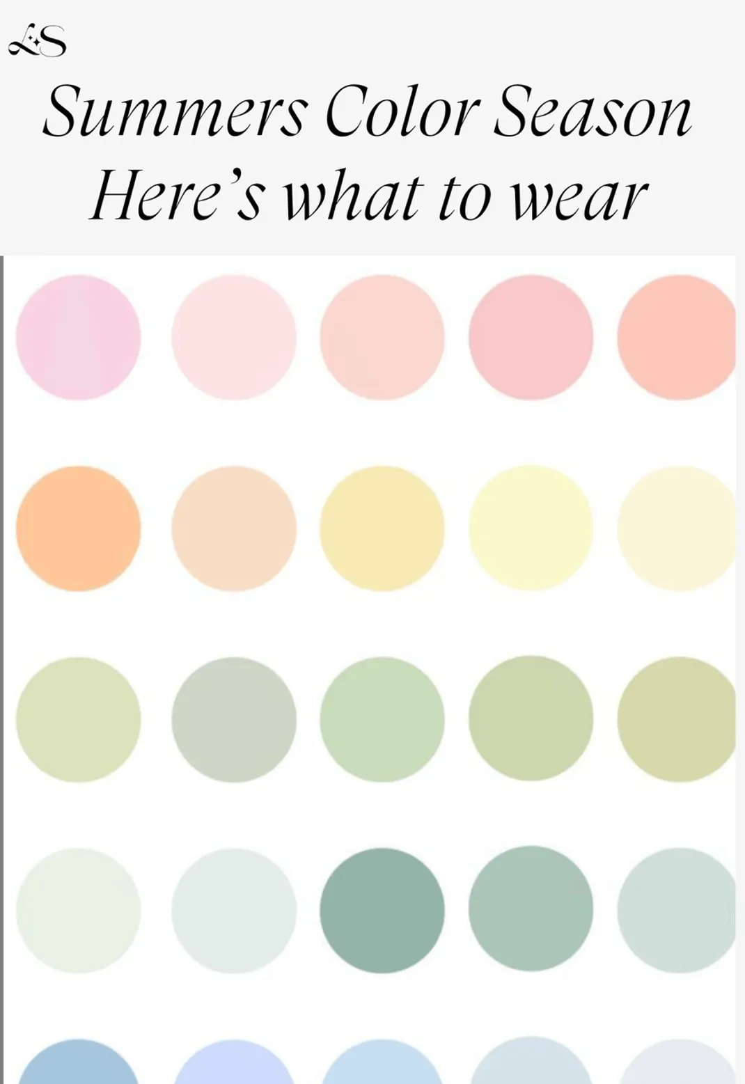 Summer color palette chart for clothing