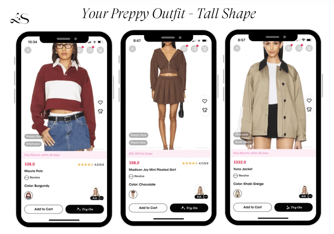 Preppy outfit ideas for tall body shape