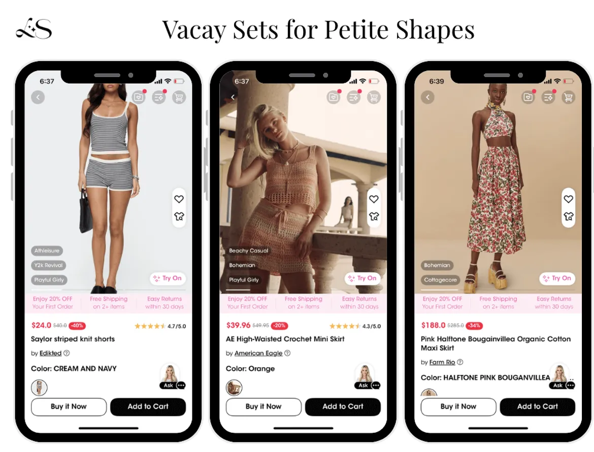 Vacation sets for petite body shape summer 2025