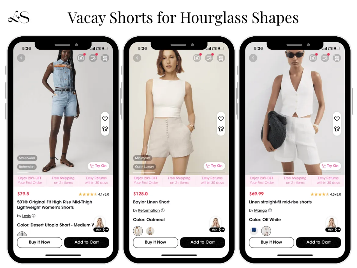 Vacation shorts for hourglass body shape summer 2025