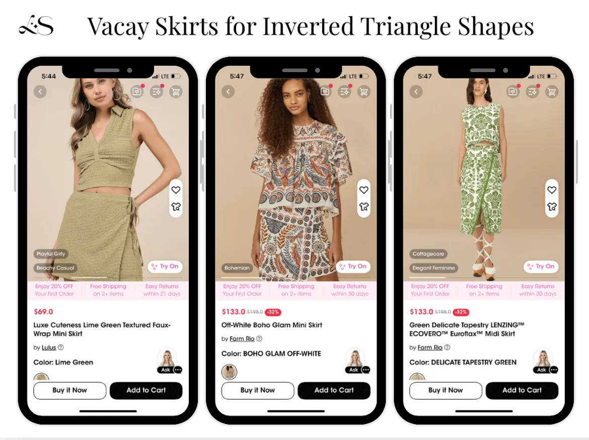 Vacation skirts for inverted triangle body shape summer 2025
