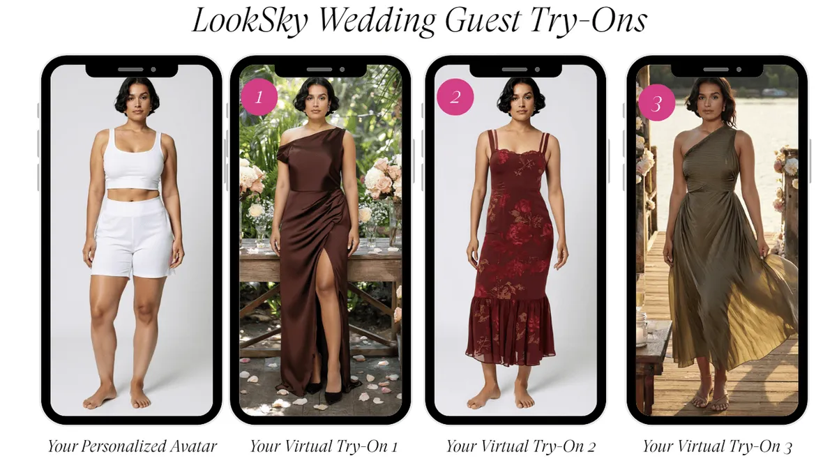 LookSky wedding guest dress try-ons