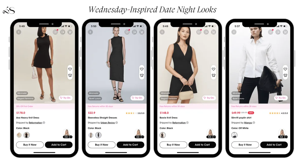 Four black dresses for Wednesday-inspired date night looks