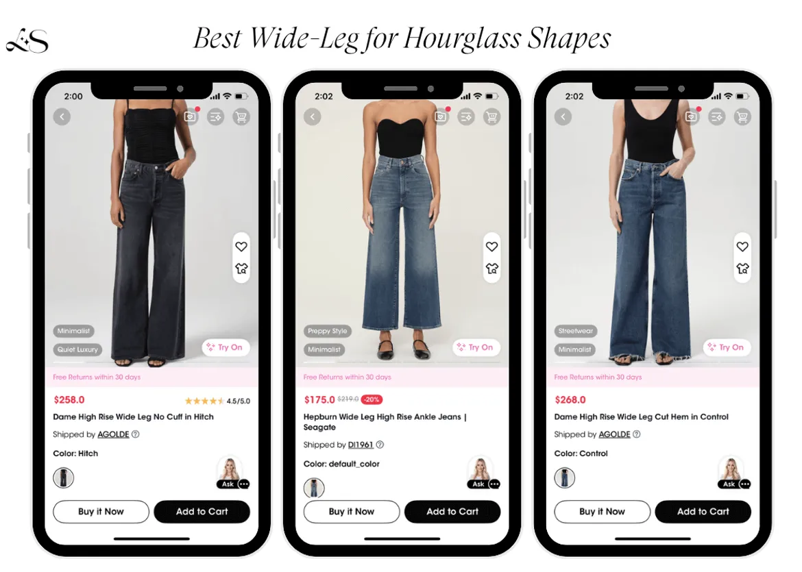 Best wide-leg jeans for hourglass body shape